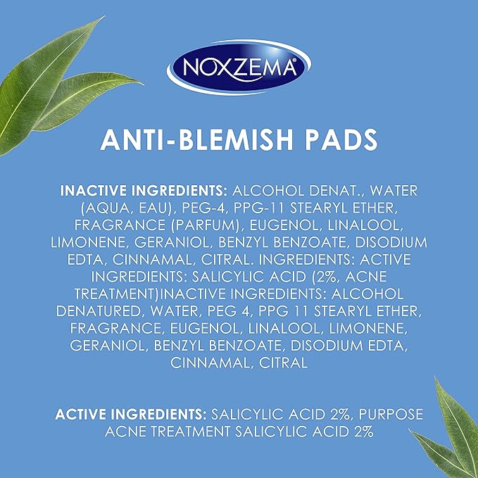 Noxzema Ultimate Clear Face Pads, Salicylic Acid Acne Treatment Clears and Prevents Acne, Anti-blemish, 90 Count, 6 Pack