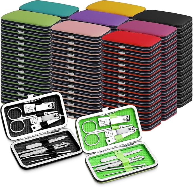 Manicure Kit Bulk, Nail Clippers Set Stainless Steel Fingernail Clippers Set, Sturdy Nail Tip Cutter Trimmers Professional Grooming Toenail Clippers Personal Pedicure Kits Gift (120 Count 8 in 1)