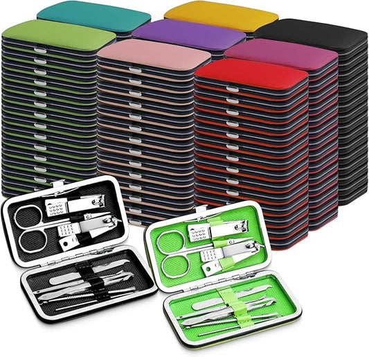 Manicure Kit Bulk, Nail Clippers Set Stainless Steel Fingernail Clippers Set, Sturdy Nail Tip Cutter Trimmers Professional Grooming Toenail Clippers Personal Pedicure Kits Gift (120 Count 8 in 1)