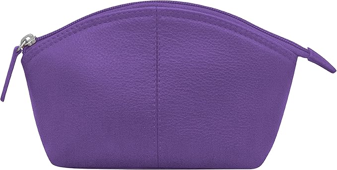 ili New York Genuine Leather Cosmetic Pouch – RFID Blocking, Leather Makeup Bag for Purse with Top Zip Closure & Interior Zip Pocket, Perfect as a Compact and Stylish Travel Cosmetic Bag