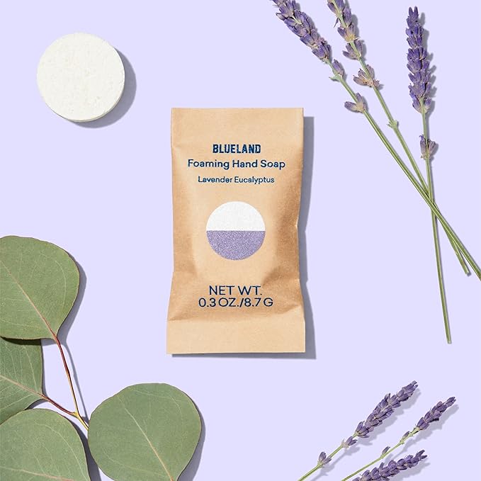 BLUELAND Foaming Hand Soap Refill Tablets, 10-Pack, Lavender Eucalyptus Scent, Eco Friendly Cleaning Products, 10 x 9 Fl oz