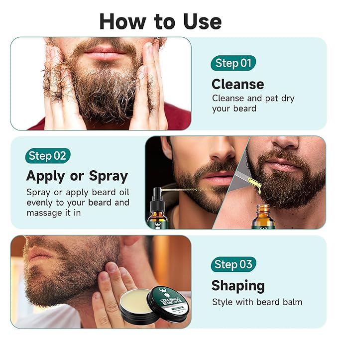 Beard Growth Kit - 2X Concentration Biotin for Men, Natural Argan, Jojoba Oils and Vitamins (Cedarwood)