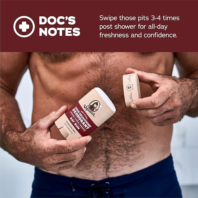 Dr. Squatch Natural Deodorant for Men - Odor-Squatching Aluminum Free - Bay Rum (2.65 oz, 3-Pack)