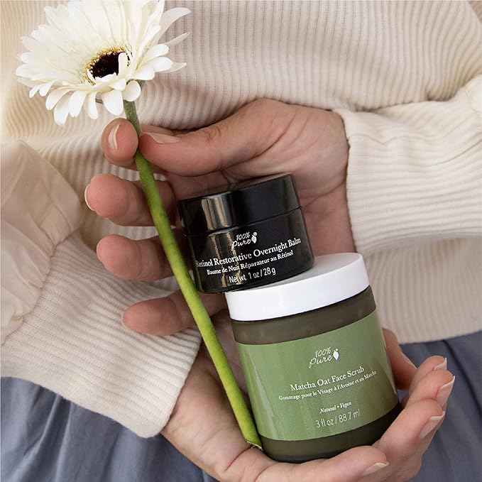 100% PURE Retinol Restorative Balm Potent Anti-Aging Facial Night Cream - Quench Thirsty Dry Skin Overnight Moisturizing Face Hydration & Skincare for Baby Soft, Even Skin Tone - Vegan - 1 oz