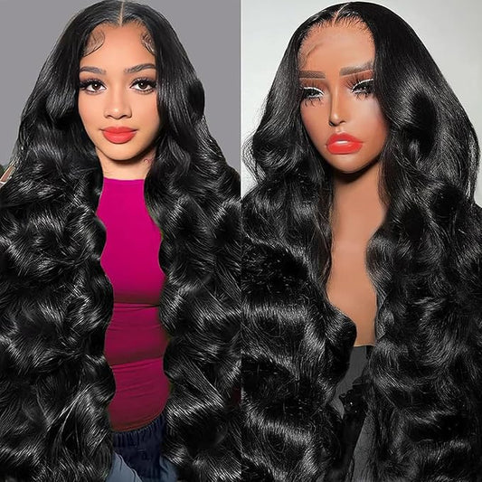 36 Inch 13x6 Body Wave Lace Front Wigs Human Hair 180 Density 13x6 HD Transparent Lace Frontal Wigs Human Hair Pre Plucked with Baby Hair Glueless Wigs Human Hair for Black Women