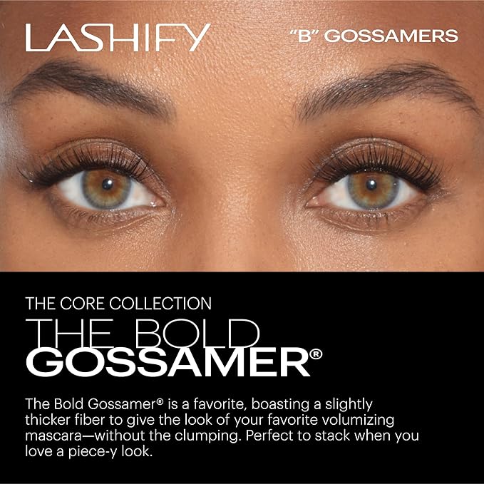 Lashify Bold 10mm Gossamer DIY Eyelash Extensions Refill, Black, Easy False Eyelashes for a Natural Look