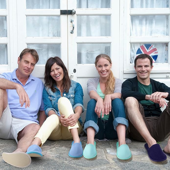 Geyoga 24 Pairs Disposable Slippers for Guests Bulk 2 Size Cotton Hotel Spa House Slippers for Graduation Wedding Party Shoeless Home Travel Individually Wrapped