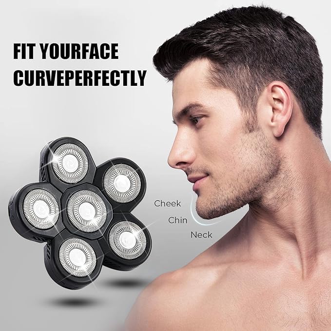 6 Head Shaver Replacement Razor Heads for Many Brands Bald Men's Electric Foil Shaver Replacement,Universal Shaver Replacement Blades for Electric Razor for Men Bald and Face,3Pack