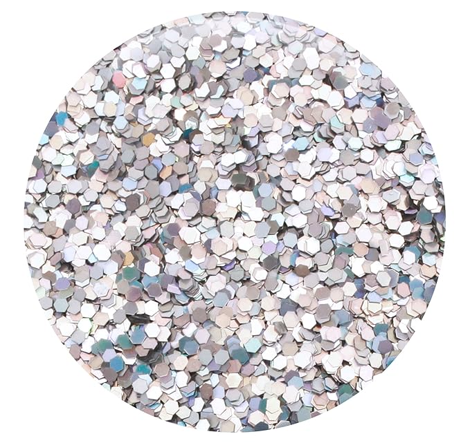 (6PK) - Amazing Variety of Holographic Silver Glitter! Different Shapes and Sizes - You Won't Find This Combination Anywhere Else! - (60 Grams)