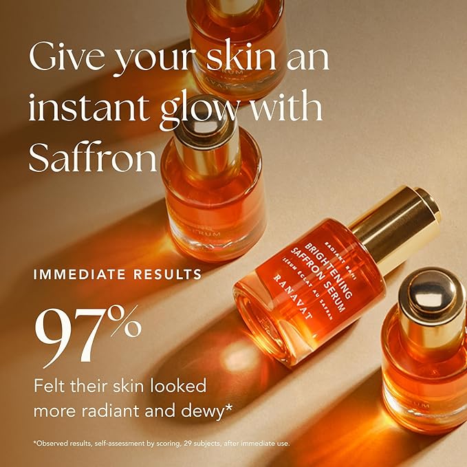 RANAVAT Brightening Saffron Face Serum - Discoloration Correcting Facial Serum, Dark Spot Corrector, Vitamin C Alternative & Hyperpigmentation Treatment - Leaves Skin with a Healthy Glow (0.17 oz)