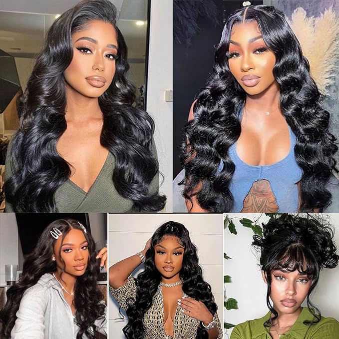 12A Human Hair Bundles 16 16 16 Inch Body Wave Bundles Human Hair 100% Unprocessed Brazilian Virgin Bundles Deals Weave Extensions Natural Black Color 3 Bundle