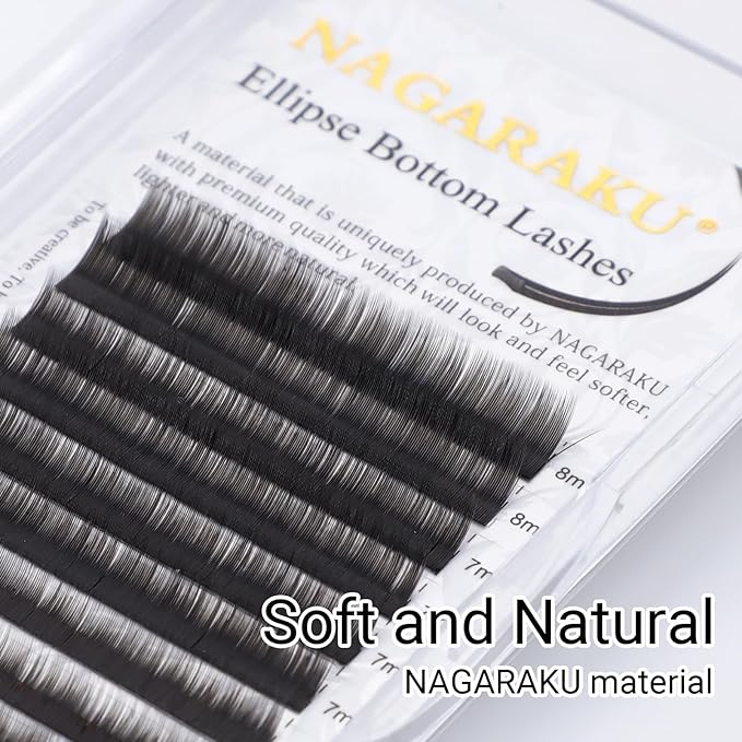NAGARAKU Bottom Eyelash Extensions Double Tips Flat Ellipse Super Soft Natural Faux Mink Under Lower False Lashes Split Tips Individual Lashes 12 Rows Charcoal Color (0.20mm J Curl 5-8mm Mix Tray)