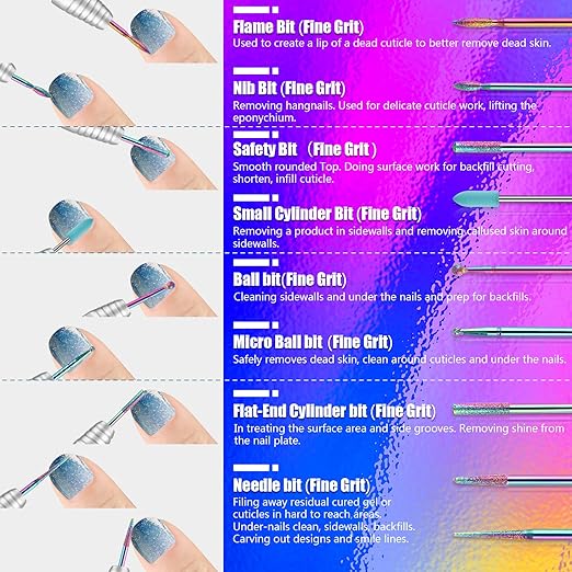 30Pcs Nail Drill Bits Set with 30 Holes Pink Holder, 3/32 Inch Tungsten Carbide Ceramic Quartz Pointed Cuticle Puntas para Drill Nails for Acrylic Gel Nail Manicure, Home Salon