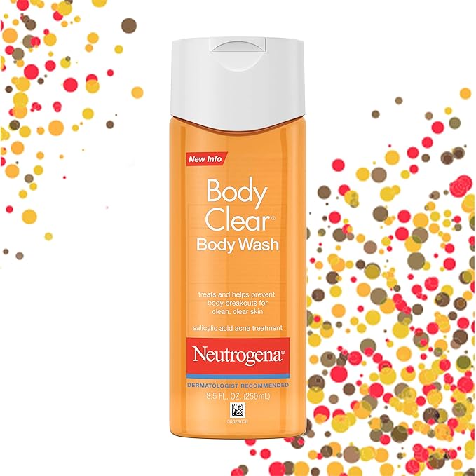 Neutrogena Body Clear Acne Body Wash with Glycerin & 2% Salicylic Acid Acne Medication, Oil-Free Acne Wash for Breakouts on Back, Chest & Shoulders, Non-Comedogenic, 8.5 fl. Oz, 3 Pack