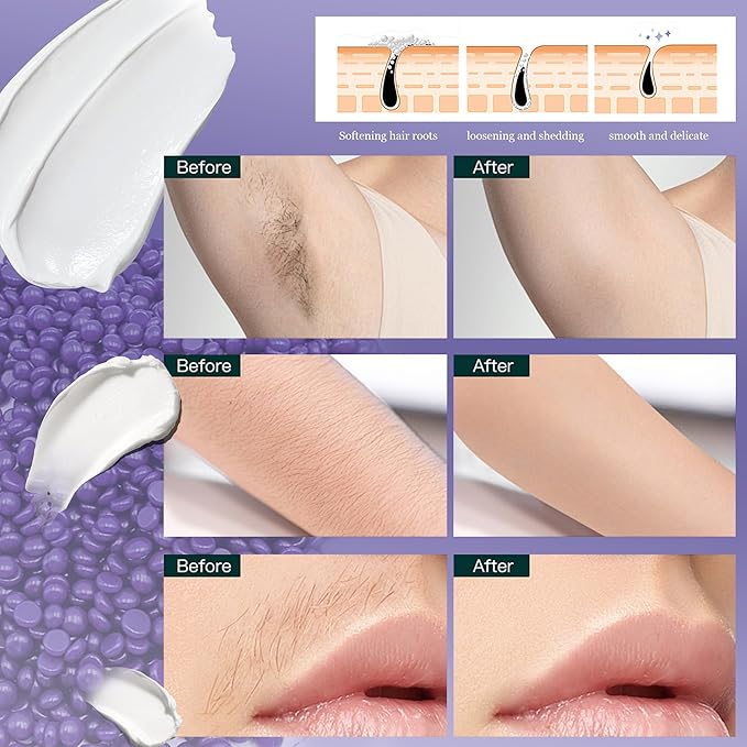 Facial Wax Warmer for Hair Removal, Home Bikini Sugar Waxing Kit for Women & Men, Collapsible Silicone Waxing Pot，Smart Temperature Control, Leg Face Body Eyebrow Wax Kit (Waxing Pot Only)