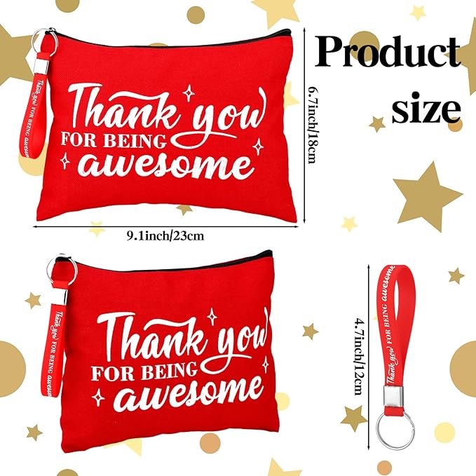 Panelee 48 Pcs Inspirational Gifts Makeup Cosmetic Bag Bulk with Zipper Keychain bibles Employee Appreciation Makeup Bags Motivational Gift for Graduation Women Teacher Coworker Gift(Classic Style)
