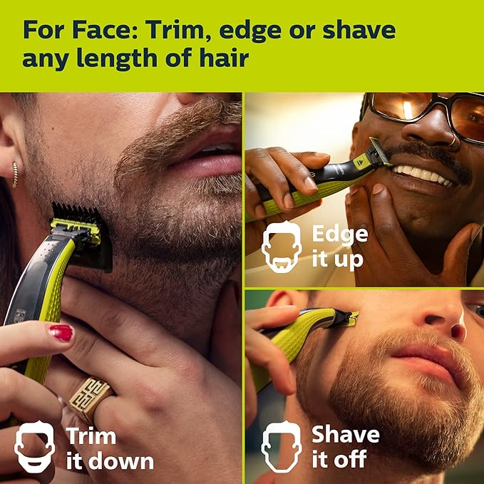 Philips Norelco OneBlade 360 Replacement Blades, for OneBlade Electric Shaver and Trimmer, Durable Stainless Steel, Trim, Edge and Shave, 2 pack, QP420/80