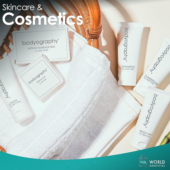 Bodyography blanc- Bulk Body Wash | 50 Count, 1.4oz | Vanilla White Tea, Mini Travel Size Toiletries (100% Recyclable Tube with Flip Top Cap) Hotel Amenities.