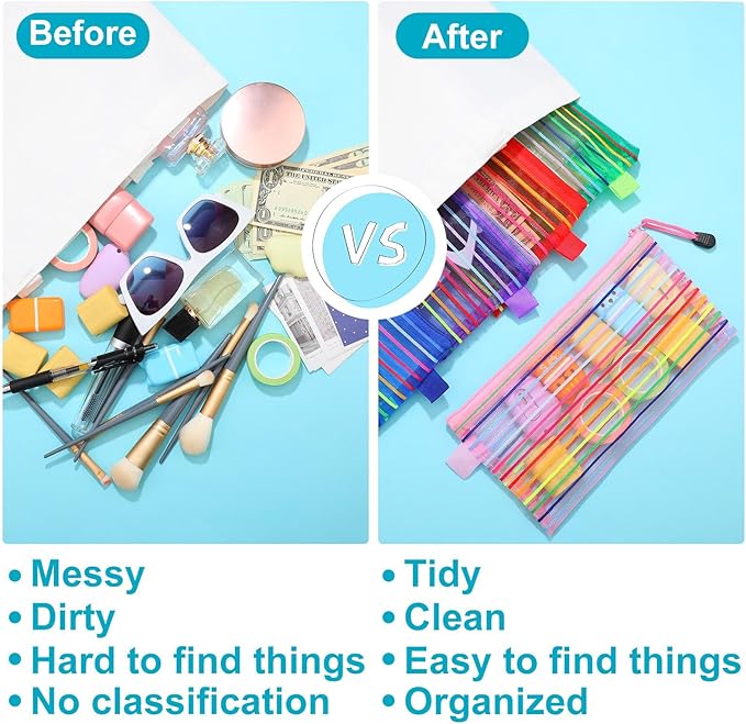 80 Pcs Mesh Zipper Pouch Bulk Multicolor Pencil Storage Pouch Multipurpose Mesh Cosmetics Bags Toiletry Makeup Bags for Office Travel Organization(Elegant Color)