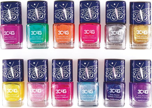 3C4G Celestial 12-Pack Nail Polish Tower for Girls & Teens - 12 Vibrant, Non-Toxic Colors - Safe & Fun Nail Polish Set for Kids Ages 8+ Perfect for Birthdays, Parties, & DIY Manicures Make It Real