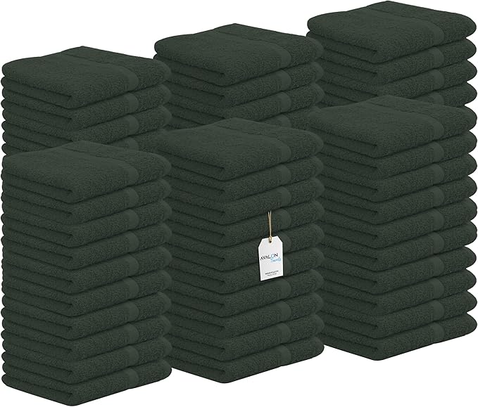 Avalon Towels Cotton Washcloths – (Pack of 60) Size 12x12 Inches, 100% Ring Spun Cotton, Soft & Absorbent Face Towels, Gym Towels, Hotel and Spa Quality, Reusable Fingertip Towels (Gery)