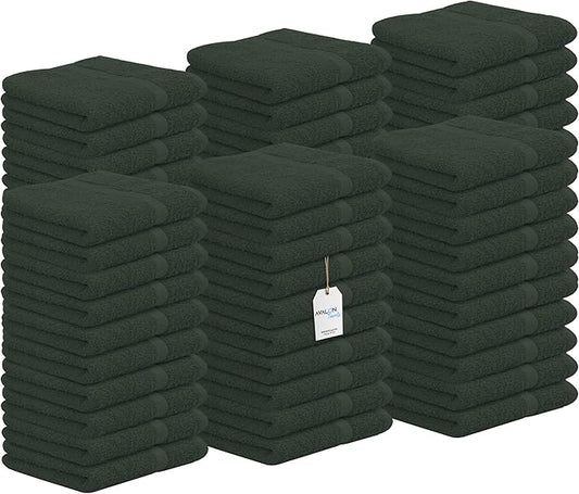 Avalon Towels Cotton Washcloths – (Pack of 60) Size 12x12 Inches, 100% Ring Spun Cotton, Soft & Absorbent Face Towels, Gym Towels, Hotel and Spa Quality, Reusable Fingertip Towels (Gery)