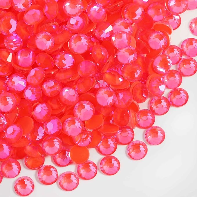Beadsland 1440pcs Flat Back Crystal Rhinestones Round Gems for Nail Art and Craft Glue Fix, Luminous Orange, SS10,2.7-2.9mm