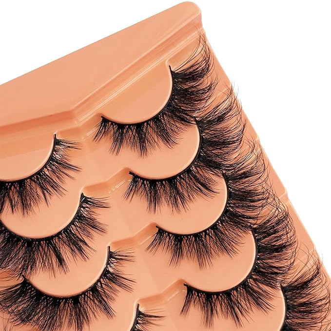 Cat Eye Lash False Eyelashes Strip Lashes Wispy Fake Eyelash Volume 18mm Mink Fluffy Fox Eyelashes Natural Look 12 Pairs Pack