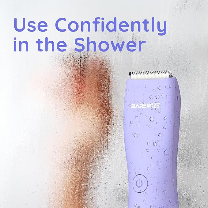 Bikini Trimmer for Women, Legs & Pubic Hair Trimmer | Waterproof, Type-C Rechargeable, LED Light, Replaceable Blade, Electric Razors for Women, Womens Body Shaver (Lilac Purple)