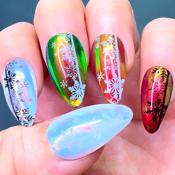 SheModern STICKY Opaque BLACK + WHITE + GRAY Stamping Polishes For Nail Art Design Air-Dry Collection. More Transfer Time with Tacky Surface for Easy Adhere of Pigment, Glitter