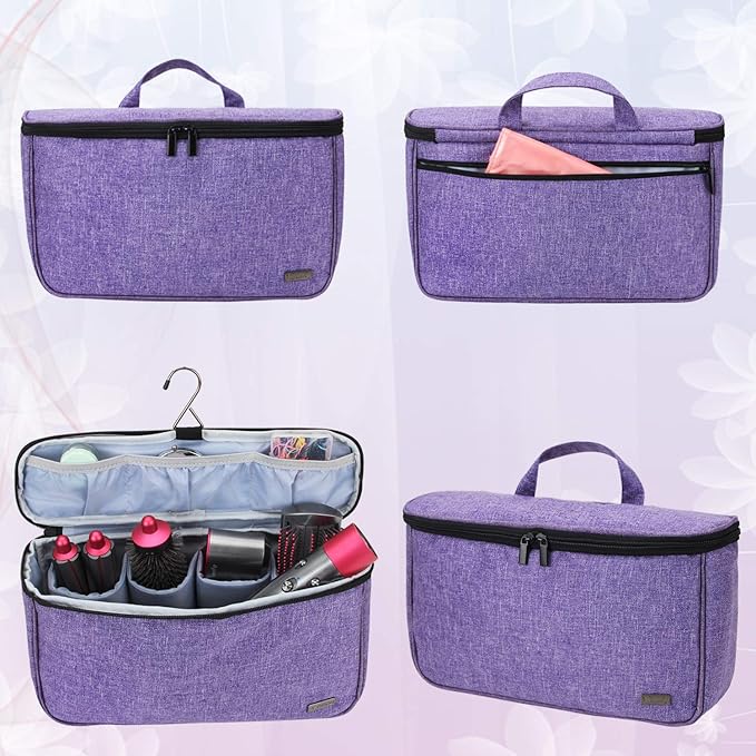 Teamoy Travel Storage Bag Compatible with Dyson Airwrap Styler, Portable Travel Organizer for Airwrap Styler and Attachments, Purple