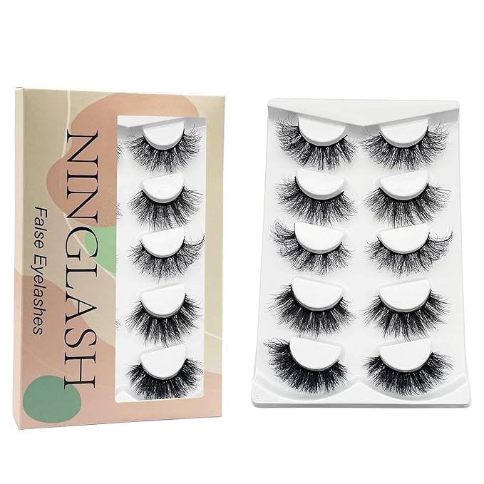 False Eyelashes Mink Lashes Fluffy Dramatic 20mm Long Faux Mink Eyelashes D Curl Wispy Fake Lashes Pack Look Like Extension