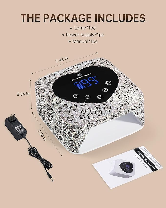 UV LED Nail Lamp 72W Rechargeable Sparkly Wireless Nail Dryer Gel Polish Light with 5 Timer Setting Professional Quick Dry Curing Lamp with Display Auto Sensor for Salon & Home