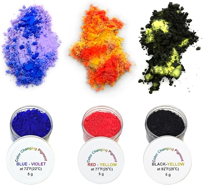 Temperature Activated Thermochromic Powder Pigments Multicolor Pack Perfect for Color Changing Slime Nail Art Secret Message Tumblers Science Experiments Resin Jewelry T-Shirts Shoes