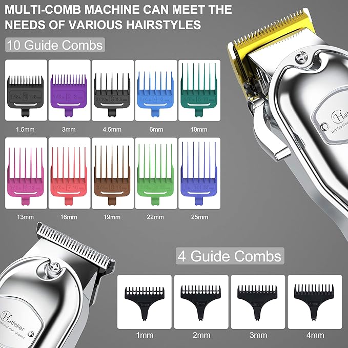 Hatteker Hair Clipper for Men IPX7 Waterproof Cordless Barber Clipper for Hair Cutting Kit with T-Blade Trimmer Beard Trimmer Kids Clipper Professional USB Rechargeable