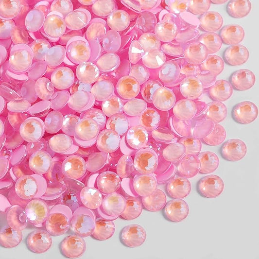 Beadsland 1440pcs Flat Back Crystal Rhinestones Round Gems for Nail Art and Craft Glue Fix, Luminous Pink, SS6, 1.9-2.1mm