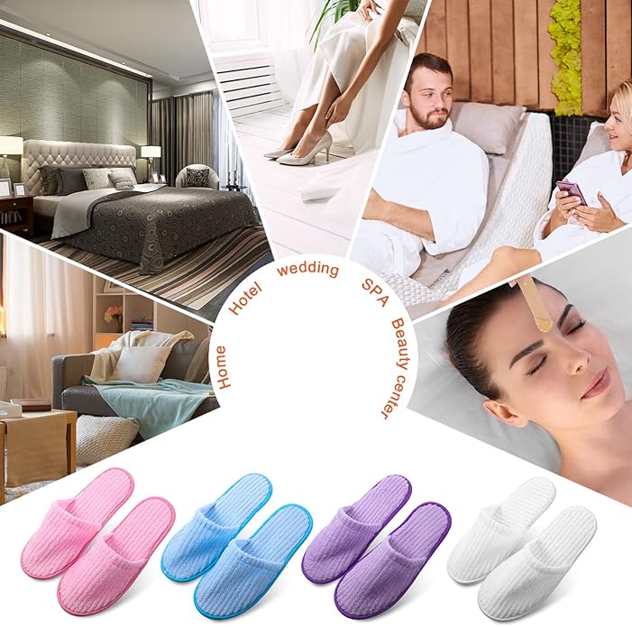 Geyoga 24 Pairs Disposable Slippers for Guests Bulk 2 Size Cotton Hotel Spa House Slippers for Graduation Wedding Party Shoeless Home Travel Individually Wrapped