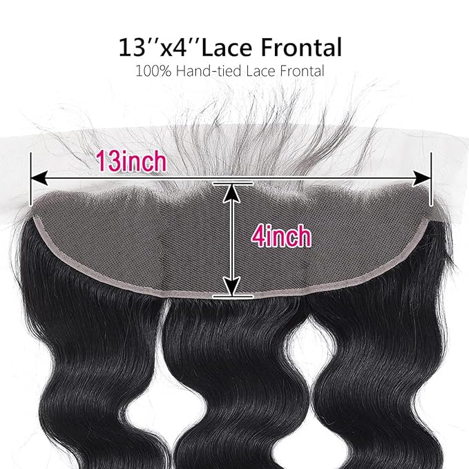 13 x 4 Lace Frontal Closure Body Wave Ear to Ear HD Lace Frontal Pre Plucked 16 Inch Body Wave Human Hair Frontal Closures Free Part 150% Density Natural Black Color