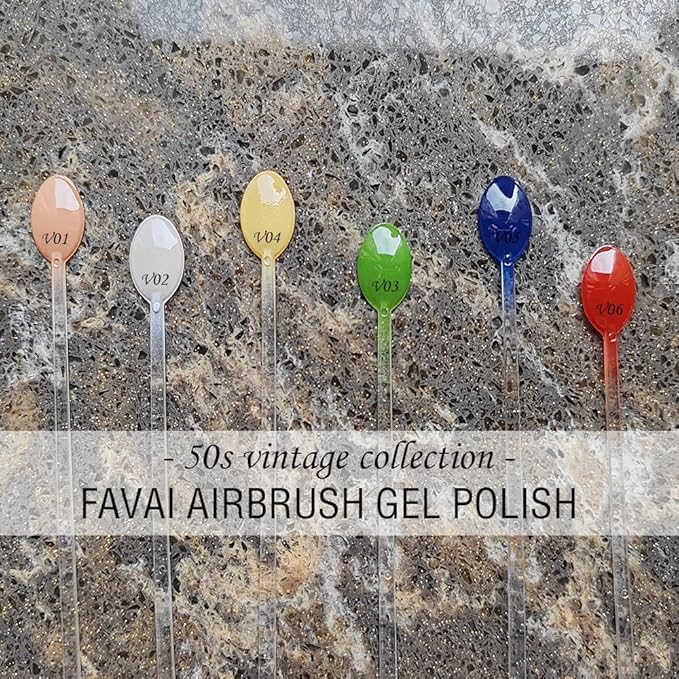 FAVAI 6 Colors Airbrush Gel Nail Polish Air Gel Set - Vintage Collection (#V) 6 * 15ml