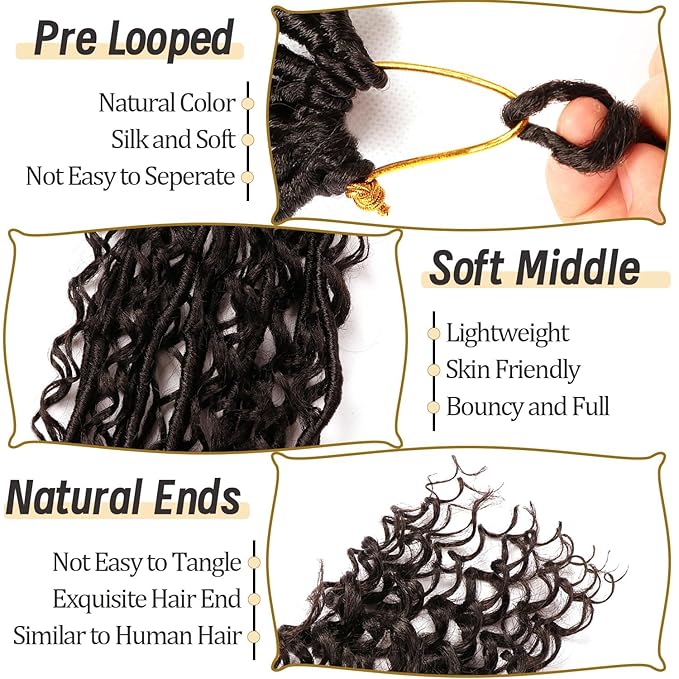 8 Packs Goddess Faux Locs Crochet Hair-24 Inch Boho Soft Locs Crochet Hair for Black Women (#2, 24 Inch(Pack of 8))