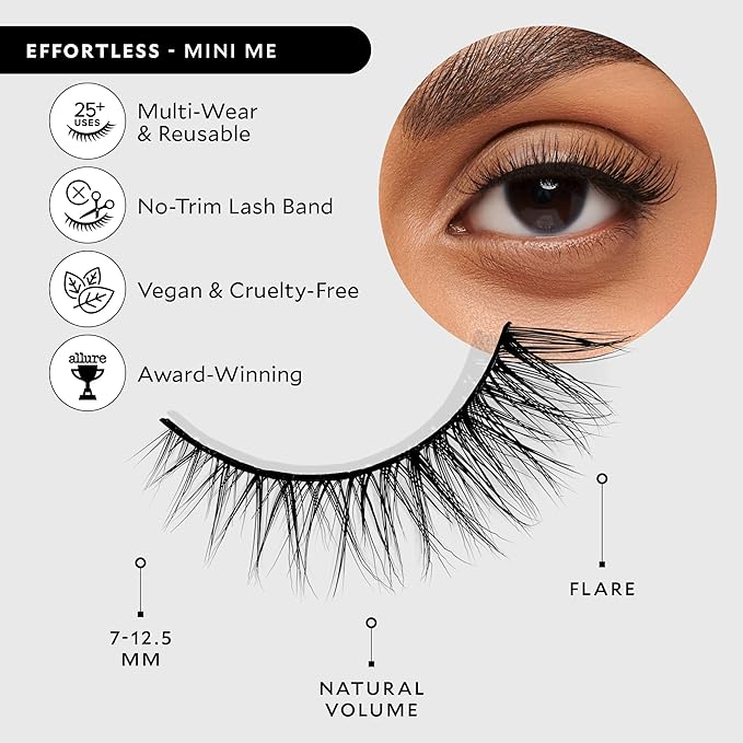 Velour Effortless Lashes, Natural Looking False Eyelashes, Fluffy & Lightweight No Trim Eyelashes, Reusable Fake Lashes For All Eye Shapes, Vegan & Cruelty-Free, Lash Glue not Included (Mini Me)