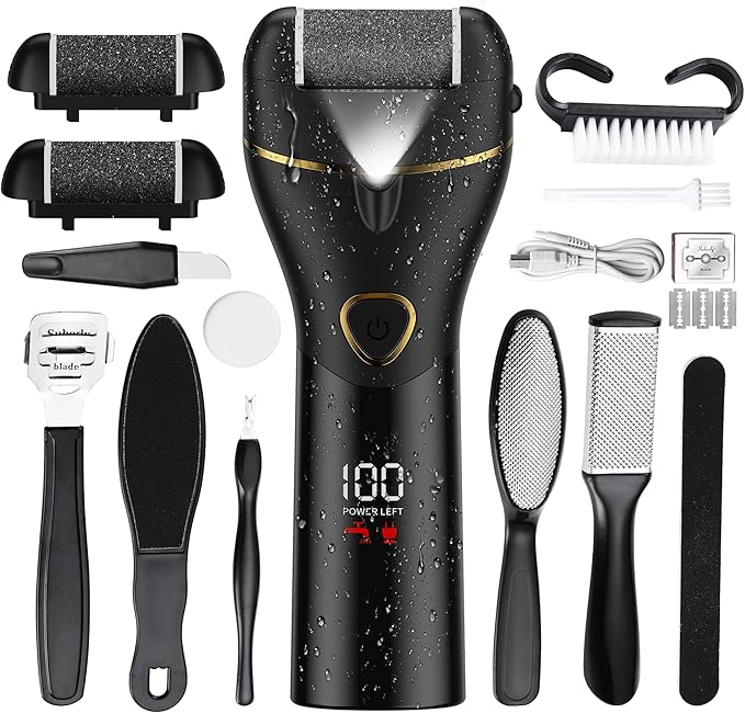 Foot Scrubber Rechargeable,callus Remover For Feet, Electric Foot Callus Remover Kit, Ipx6 Washable Cleaning, 4H Long Battery Life,Professional Pedicure Tools For Dead,hard Cracked Dry Skin Ideal Gift