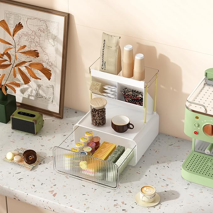 Makeup Organizer with Storage Drawer,Cosmetic Display with Lipsticks Brush Holder Perfume Tray,Organize Cosmetics and Beauty Supplies for Vanity,Dresser,Bathroom,Desktop Organizer,Clear