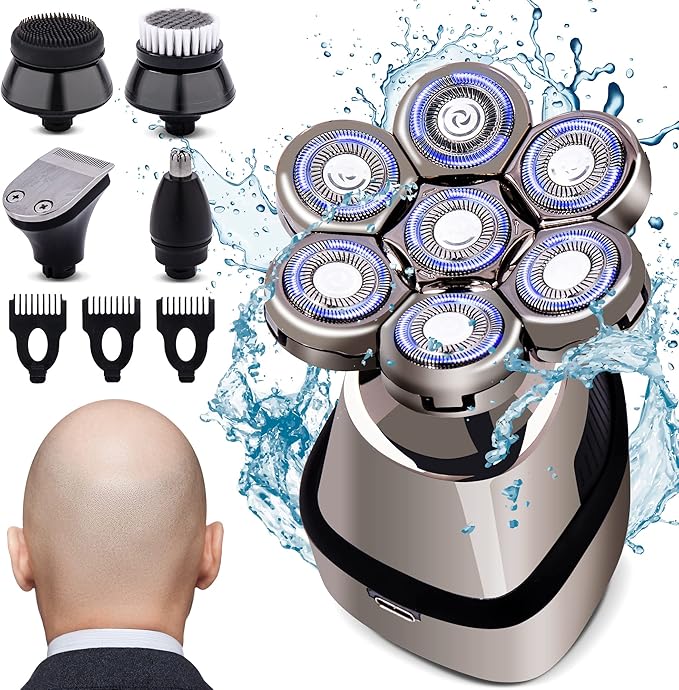 AidallsWellup Head Shavers for Bald Men: Waterproof Bald Head Shavers for Men Skull - Rechargeable Head Shavers for Bald Men - Cordless Electric Razor for Men for Close Shaving