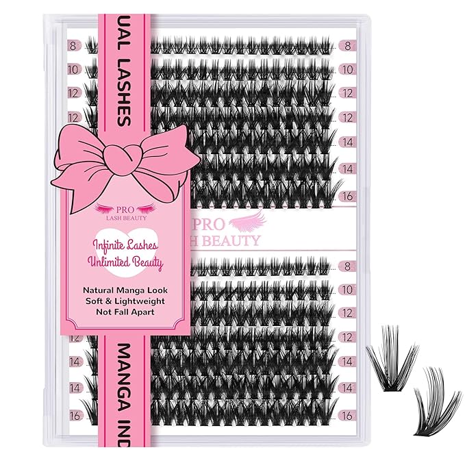 280 Pcs Individual Lashes 50D Mixed Lash Clusters Devil Style Lashes That Look Like Eyelash Extensions Wispy Lashes DIY Individual Lashes At Home (50D-C-8-16mix,Manga)