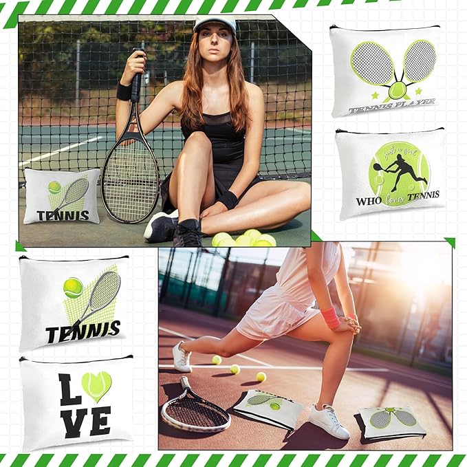 Sadnyy 32 Pcs Tennis Gifts Makeup Bag Zipper Portable Storage Cosmetics Case Inspirational Cosmetic Bags Travel Pouches Tennis Accessories for Women Lovers Players Coach Friend Sister