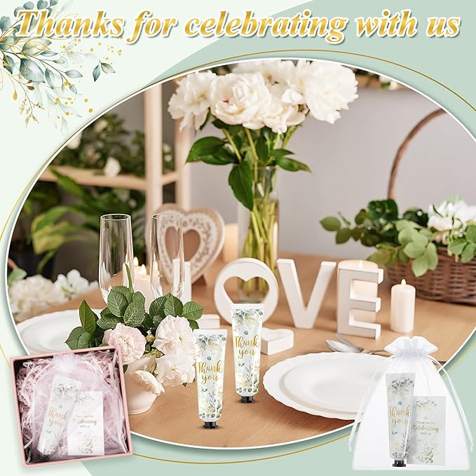 24 Sets Baby Shower Hand Cream Bulk Shower thank you Favors Bridal Thank You Appreciation Hand Cream for Guests Travel Size Lotion with Organza Bags