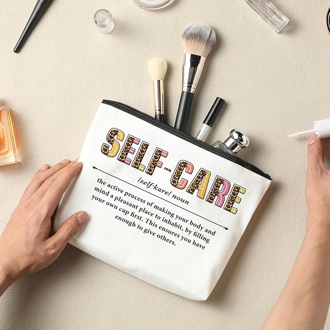 5 PCS Self Care Gifts Inspirational Gifts for Women Positive Affirmations Makeup Bag Motivational Gifts Encouragement Gifts for Women Female Sister Friend Christmas Cosmetic Bag Travel Toiletry Bag