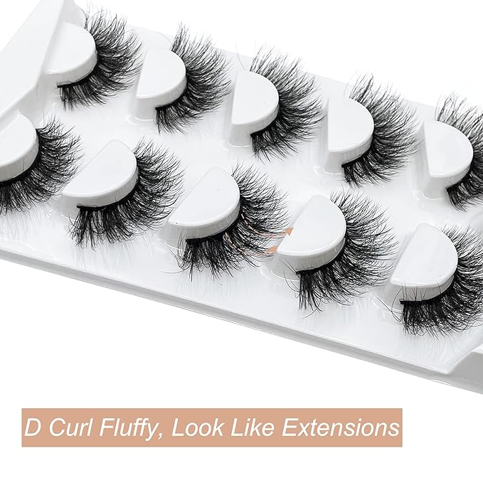 False Eyelashes Fluffy Dramatic 20-22mm Long Faux Mink Wispy Silk Fake Eye Lashes 5 Pairs Pack