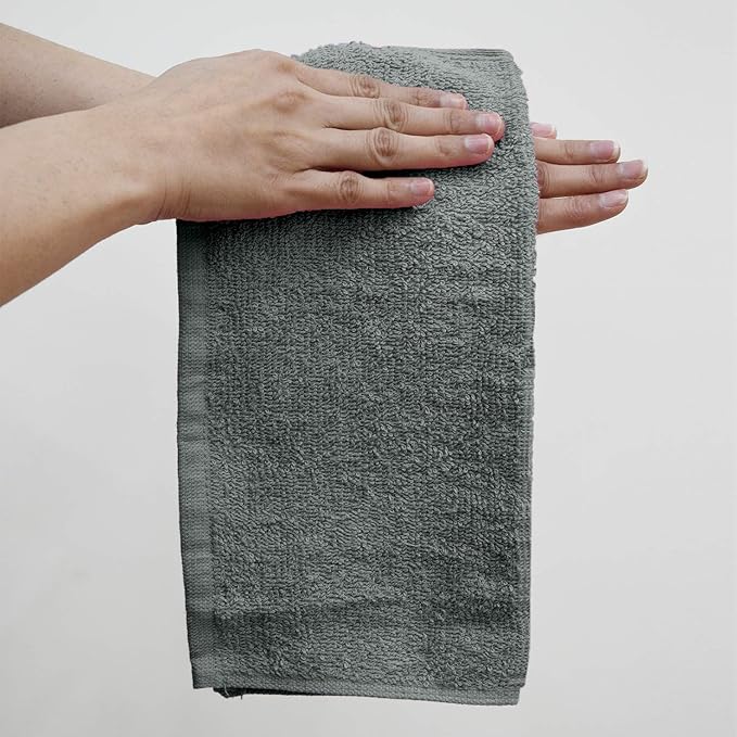 DAN RIVER 100% Cotton Washcloths 24 Pack Premium Quality Face and Body Cloth, Quick Dry Essential Towels for Bathroom, Hand, Kitchen & Cleaning, Baby Washcloths | 12X12 in | 400 GSM | Gray